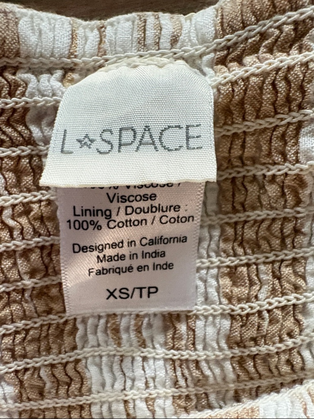 L*Space Daydreamer Strapless Dress in Cream and Beige, XS - Picture 2 of 6
